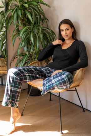 Cosy Check PJ Trouser & Long Sleeve Top Gift Bundle - Forest/Black
