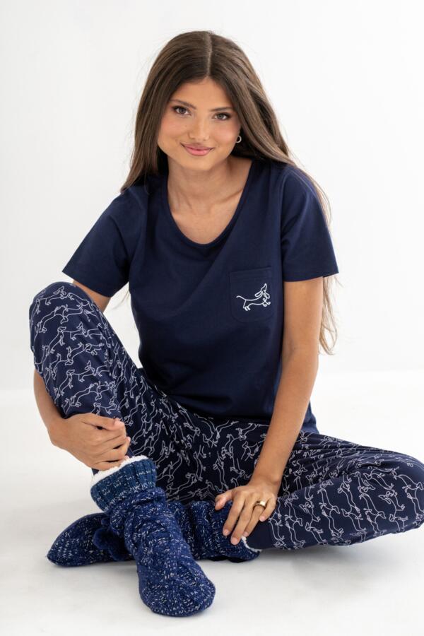 Jersey Cotton Daschund Pyjama & Sock Gift Bundle