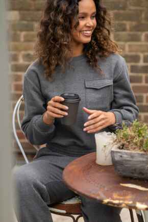 The Softest Off Duty Relaxed Pocket Sweatshirt  - Charcoal