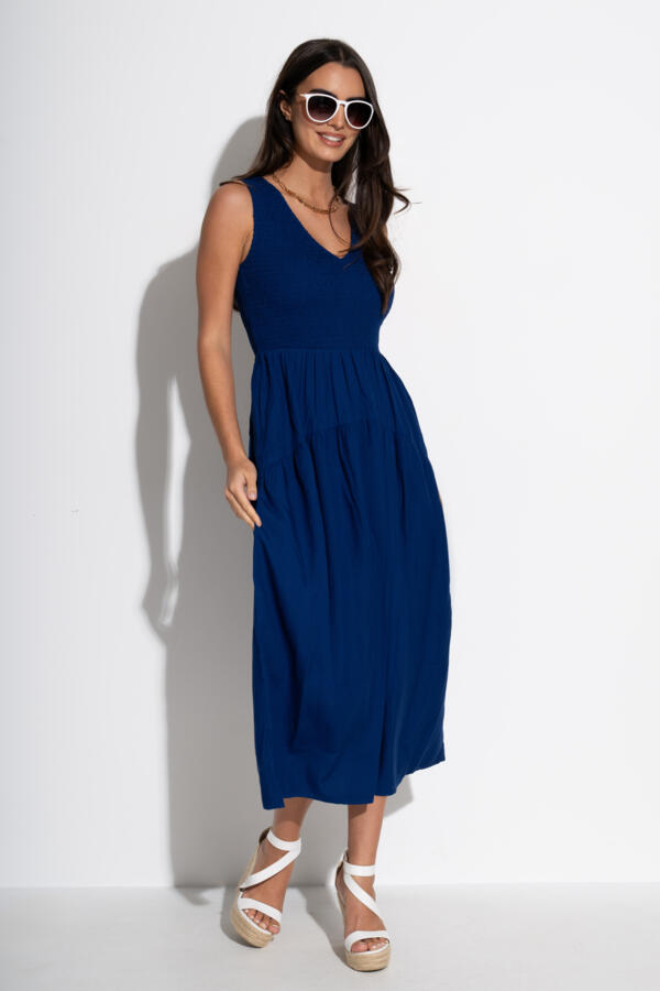 navy blue plus size dress BABARONI BABARONI Satin Dark Navy Bridesmaid Dresses V-neck Floor-length Backless Sleeveless Ruffle A-line, Dark Navy / US18 main image 0