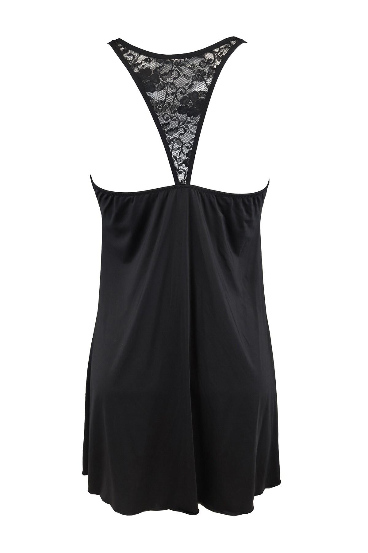 Rebel Back Lace Chemise | Black | Pour Moi