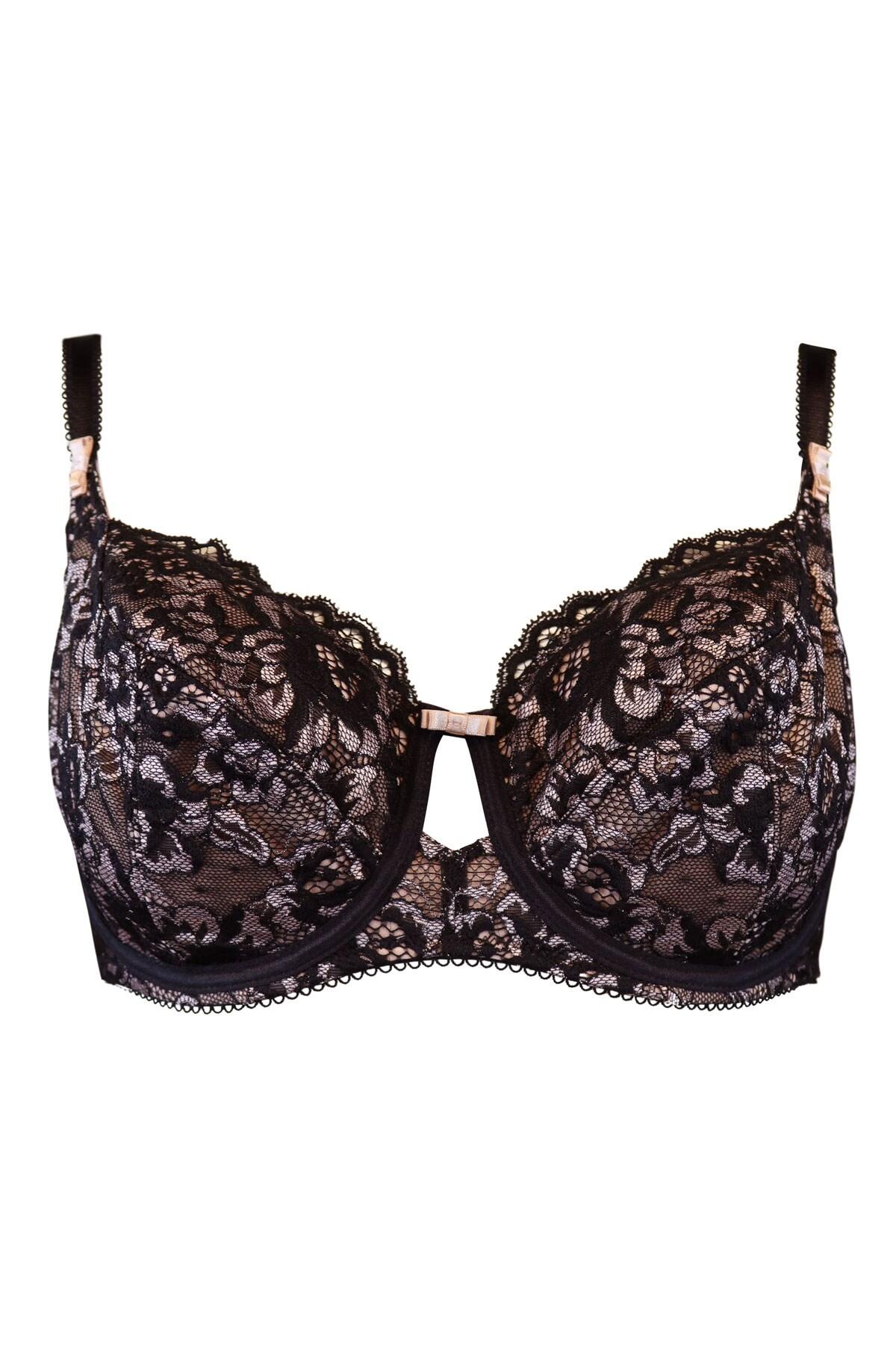 Opulence Underwired Bra in Black/Pink | Pour Moi