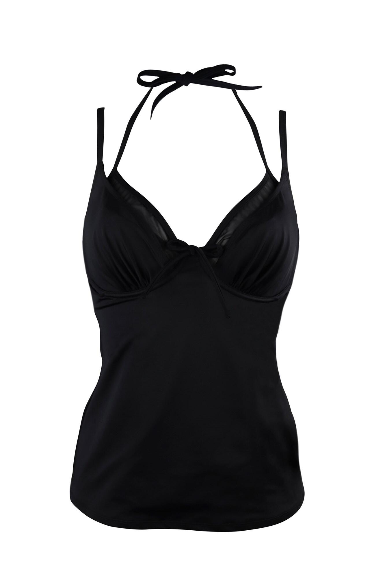 Space Double Strap UW Tankini Top in Black | Pour Moi