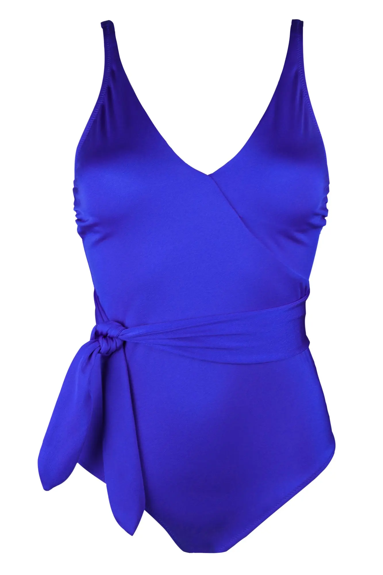 Azure Wrap Belted Control Swimsuit | Deep Blue | Pour Moi