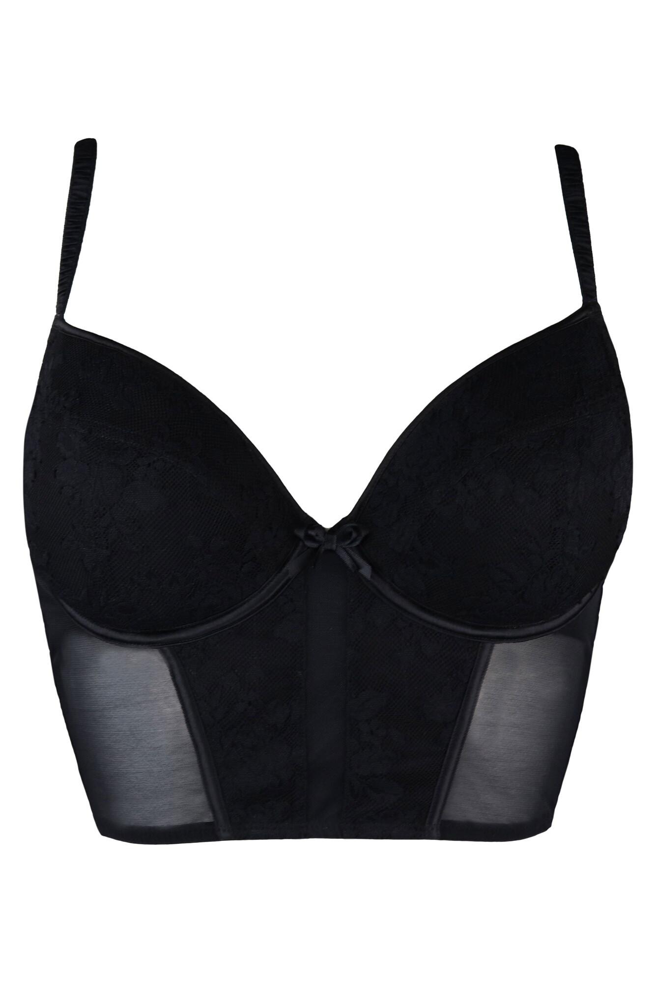 Muse Lightly Padded Underwired Longline Bra | Black | Pour Moi