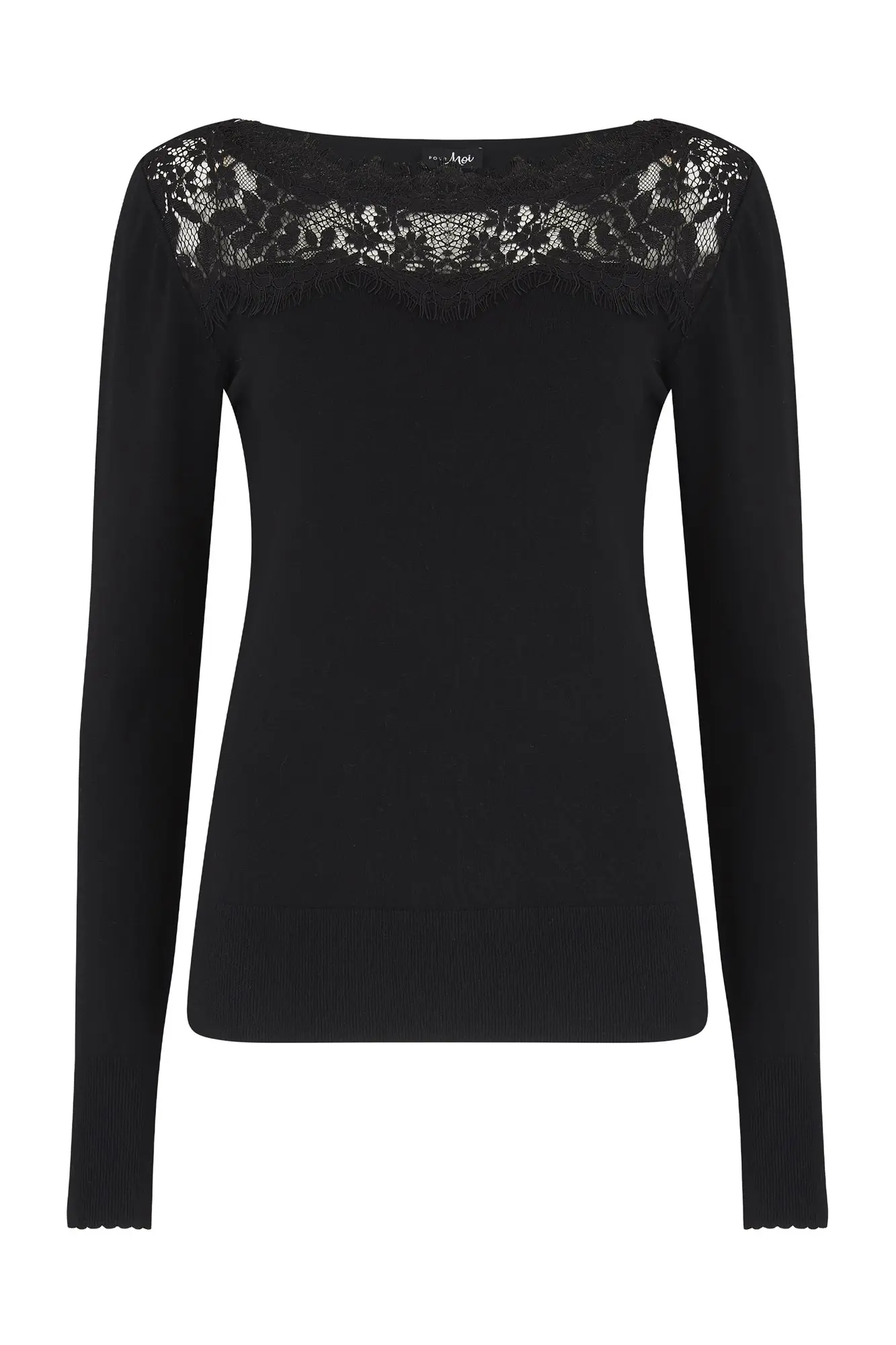 Lace Insert Compact Ecovero Knit Jumper | Pour Moi | Lace Insert ...
