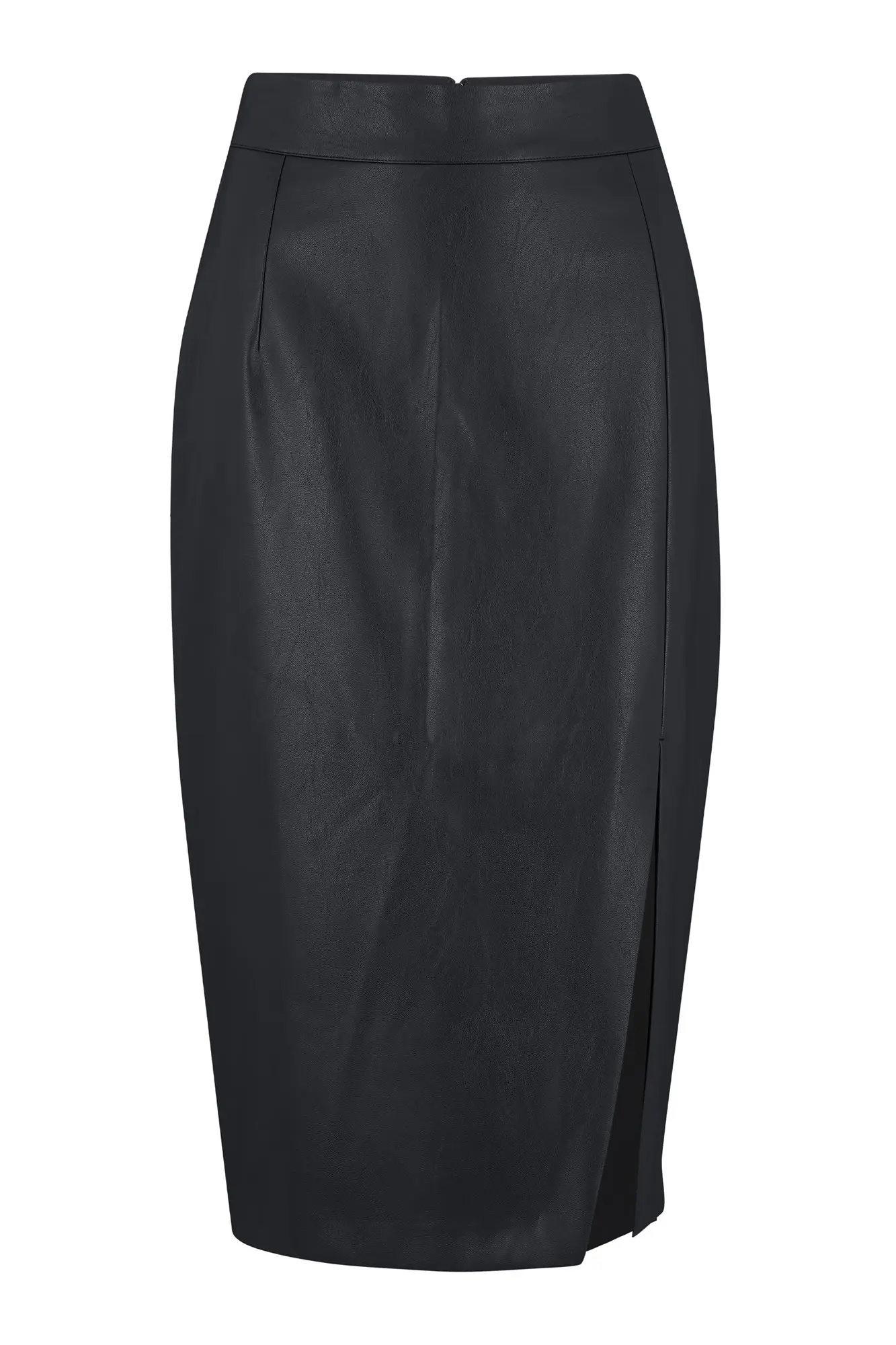 Elise Faux Leather Midi Pencil Skirt | Black | Pour Moi
