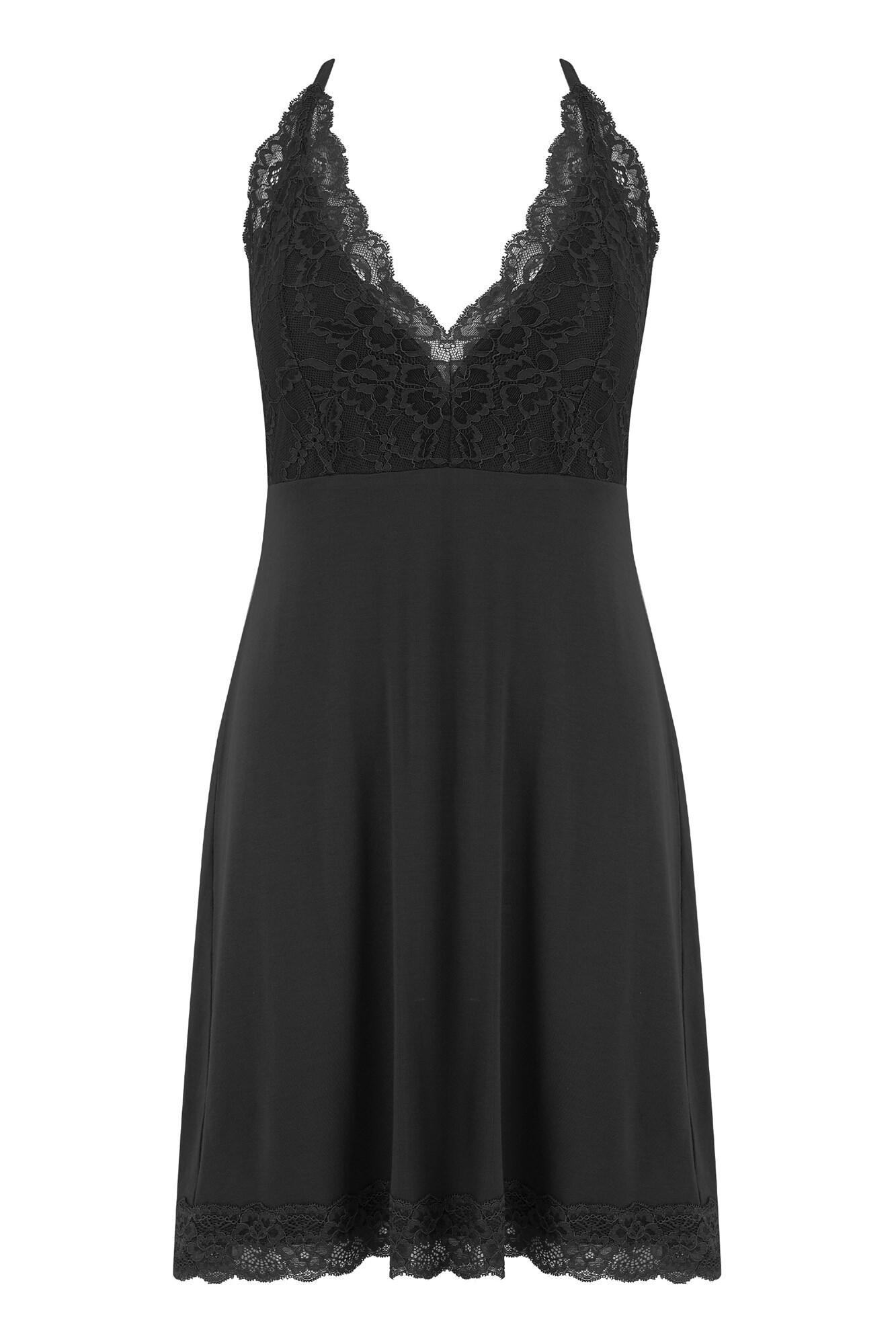 Sofa Loves Lace Removable Cup Jersey Chemise in Black | Pour Moi