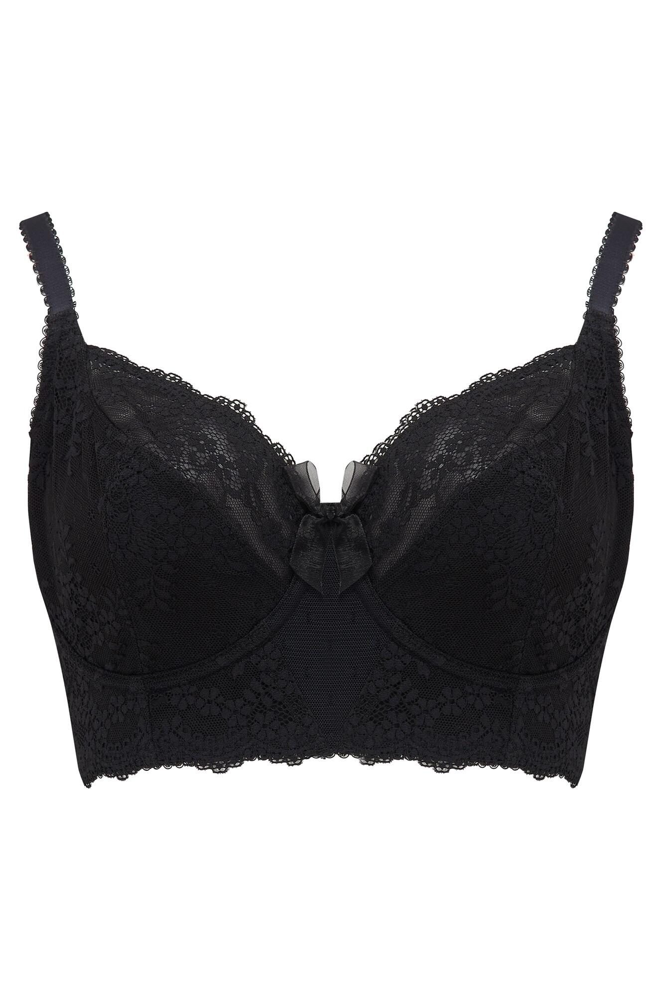 Flora Non Padded Longline Bra in Black | Pour Moi