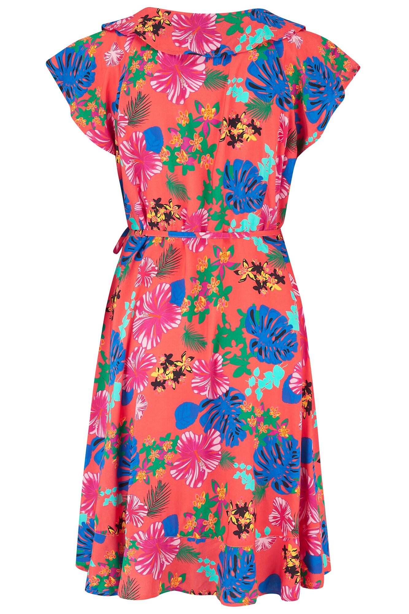 Woven Frill Wrap Beach Dress | Red Floral | Pour Moi