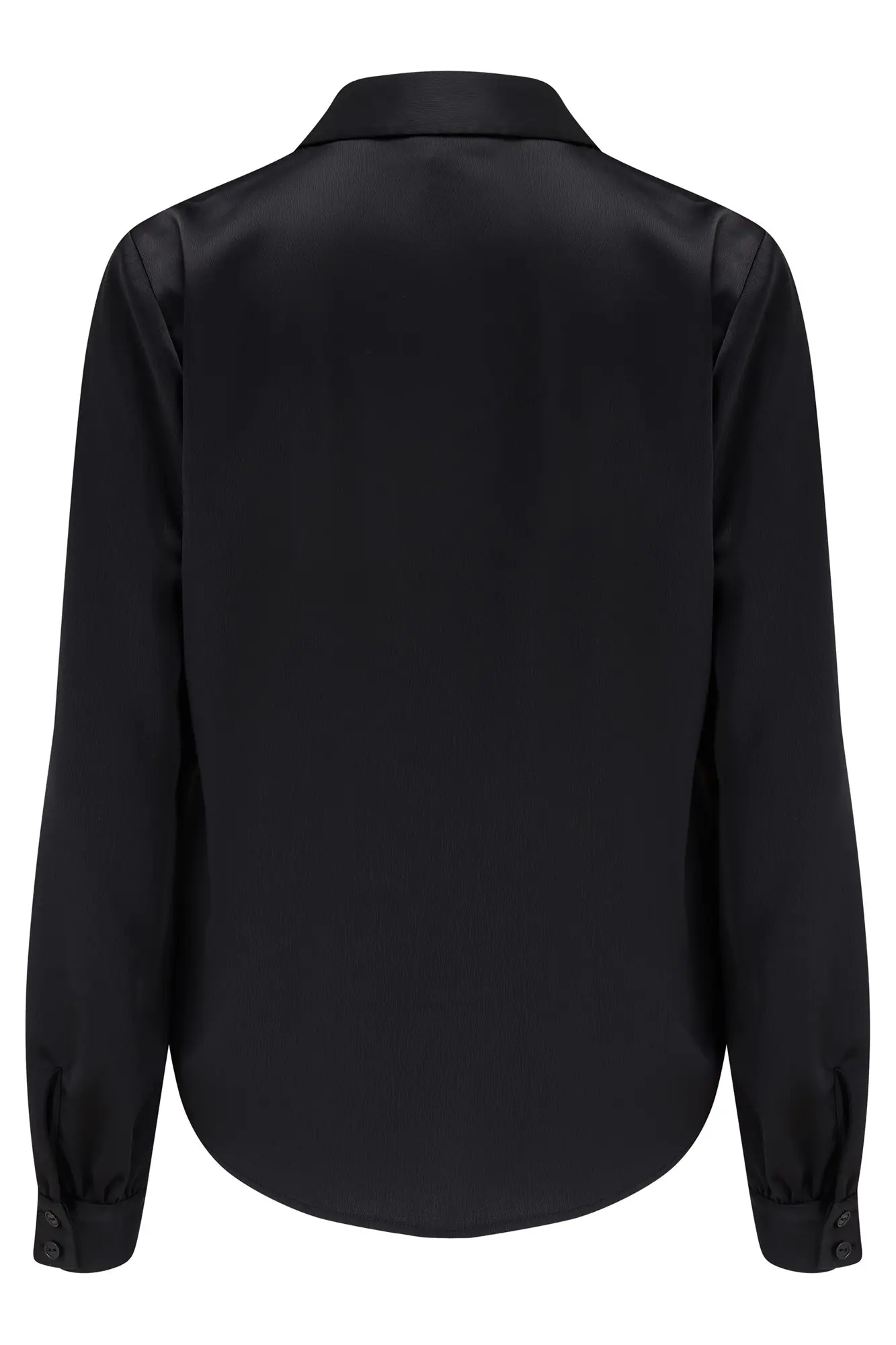 Millie Satin Woven Shirt | Black | Pour Moi