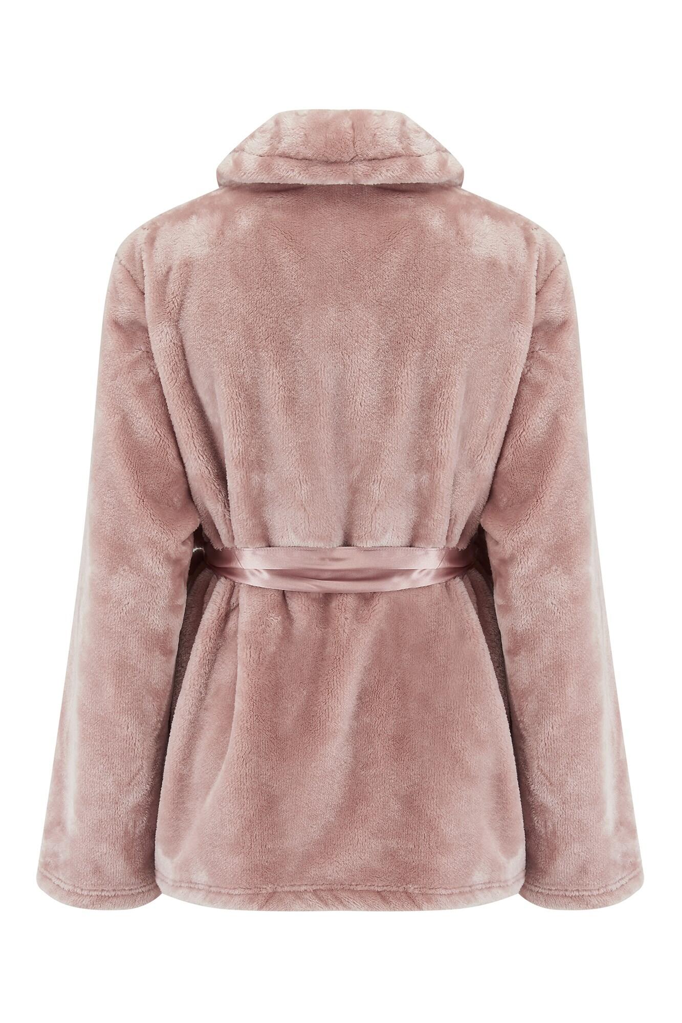 Satin Trim Dressing Gown Jacket Mink Pour Moi