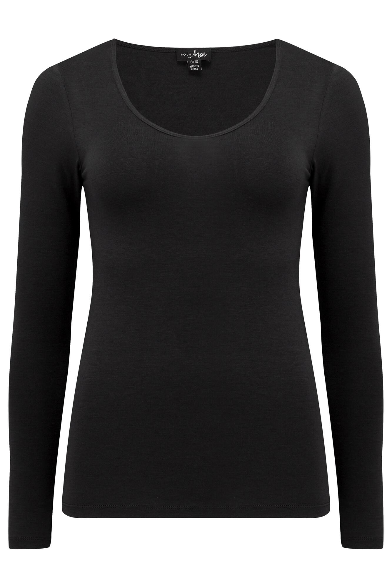 Second Skin Thermal Long Sleeve Top in Black | Pour Moi