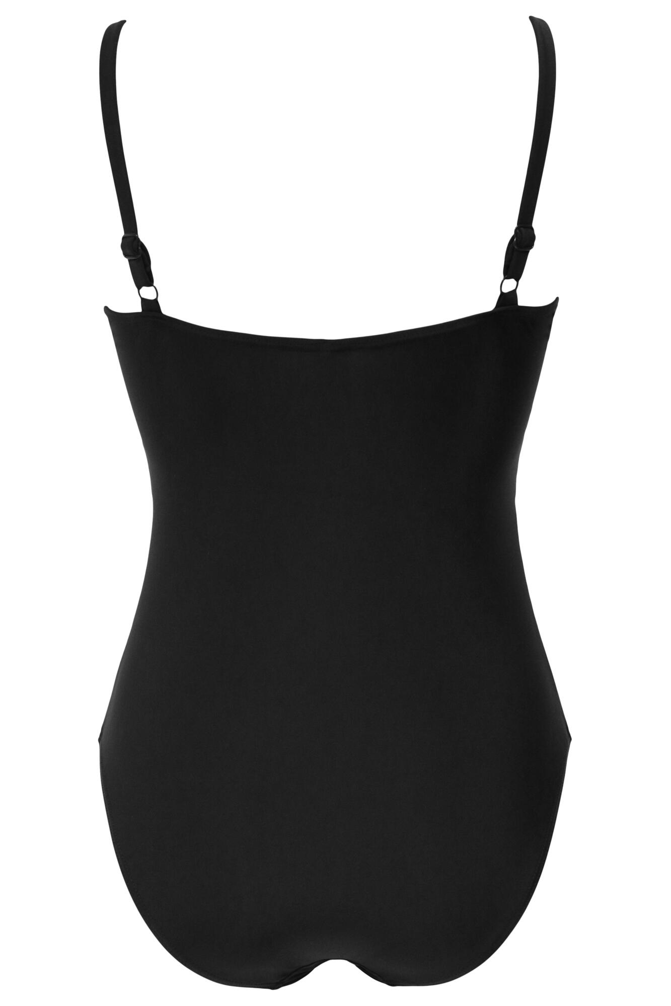 Wrap Front Belted Control Swimsuit in Black/White | Pour Moi