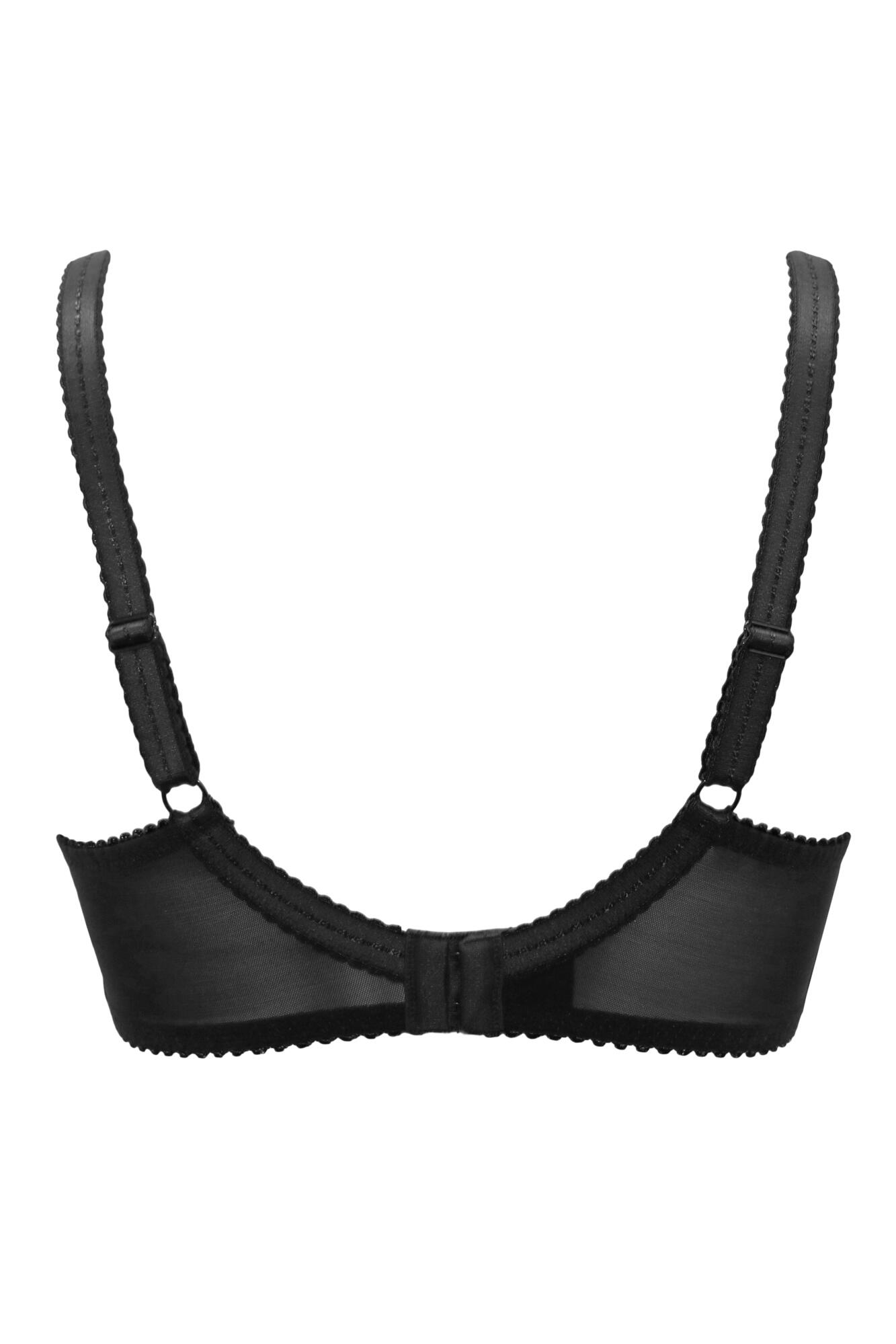 Sofia Embroidered Padded T-Shirt Bra | Black | Pour Moi