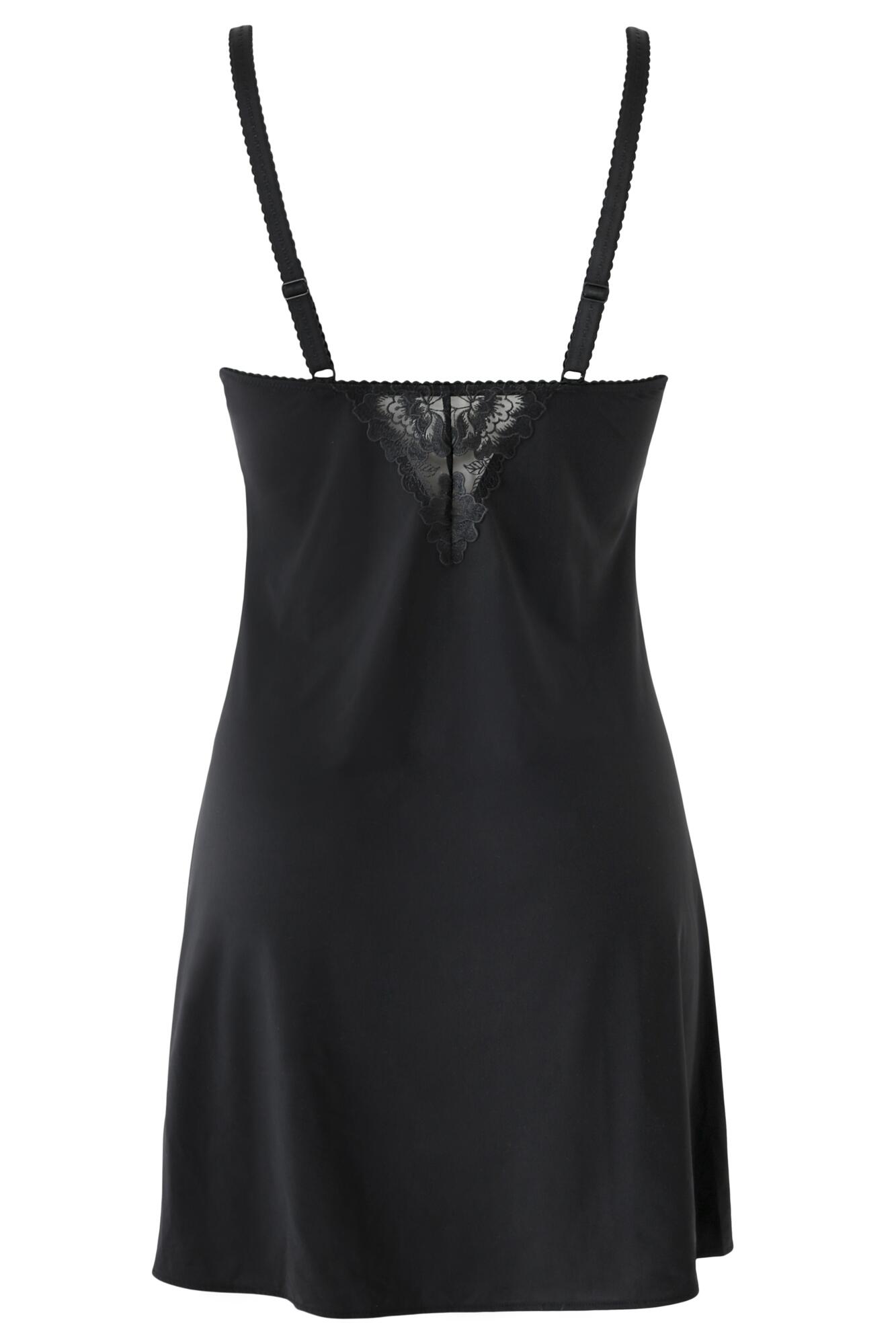 Sofia Lace Embroidered Chemise | Black | Pour Moi