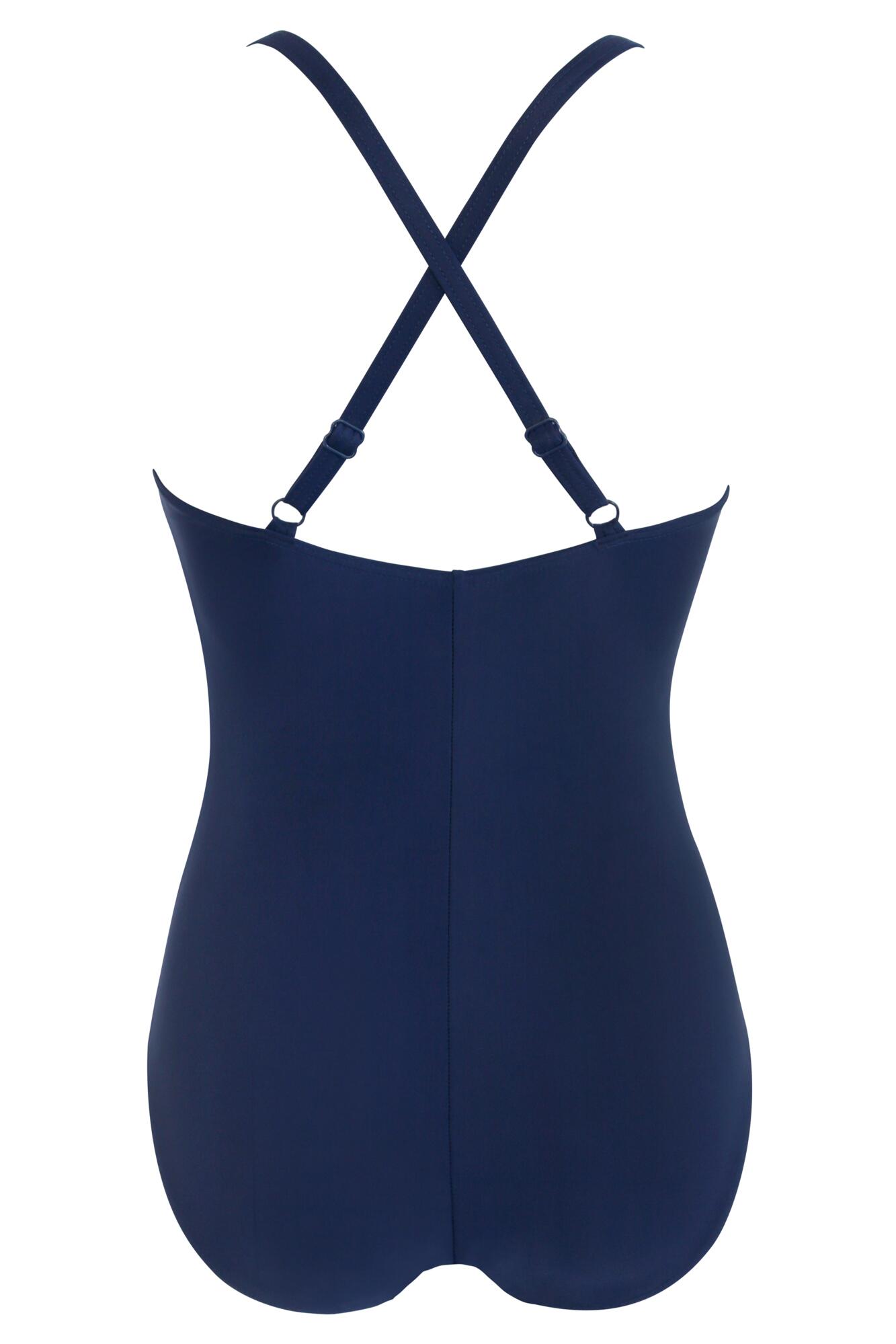 Energy Chlorine Resistant V-neck Linear Swimsuit In Navy Aqua 