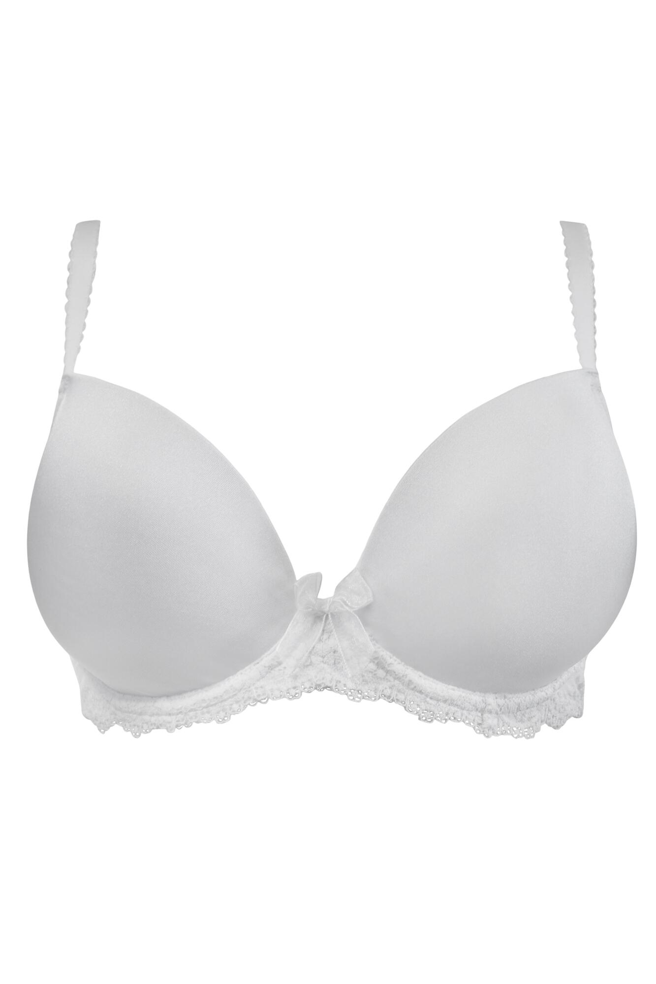 Flora Plunge Push Up T Shirt Bra in White | Pour Moi