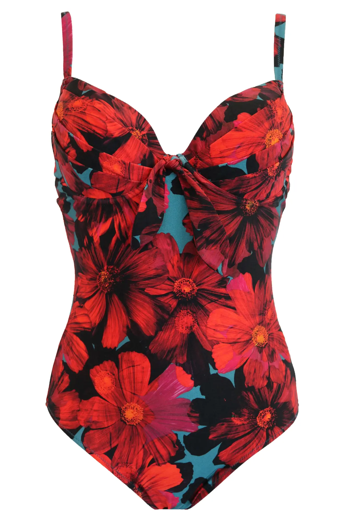 Orchid Luxe Padded Underwired Swimsuit | Red/Teal | Pour Moi