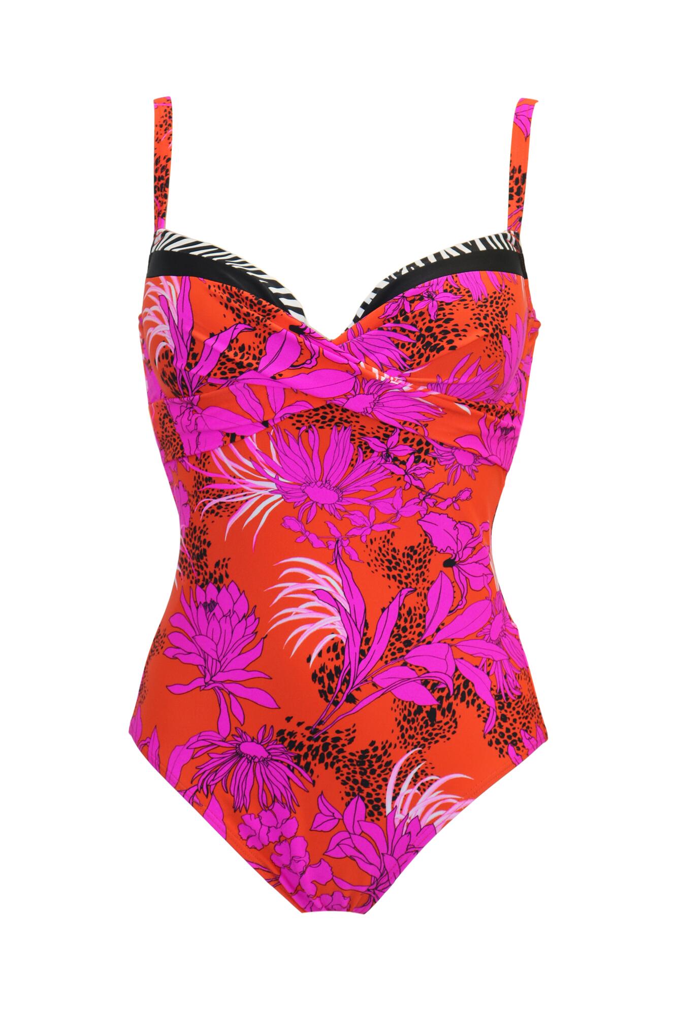 In The Mix Lightly Padded Underwired Swimsuit in Animal Mix | Pour Moi