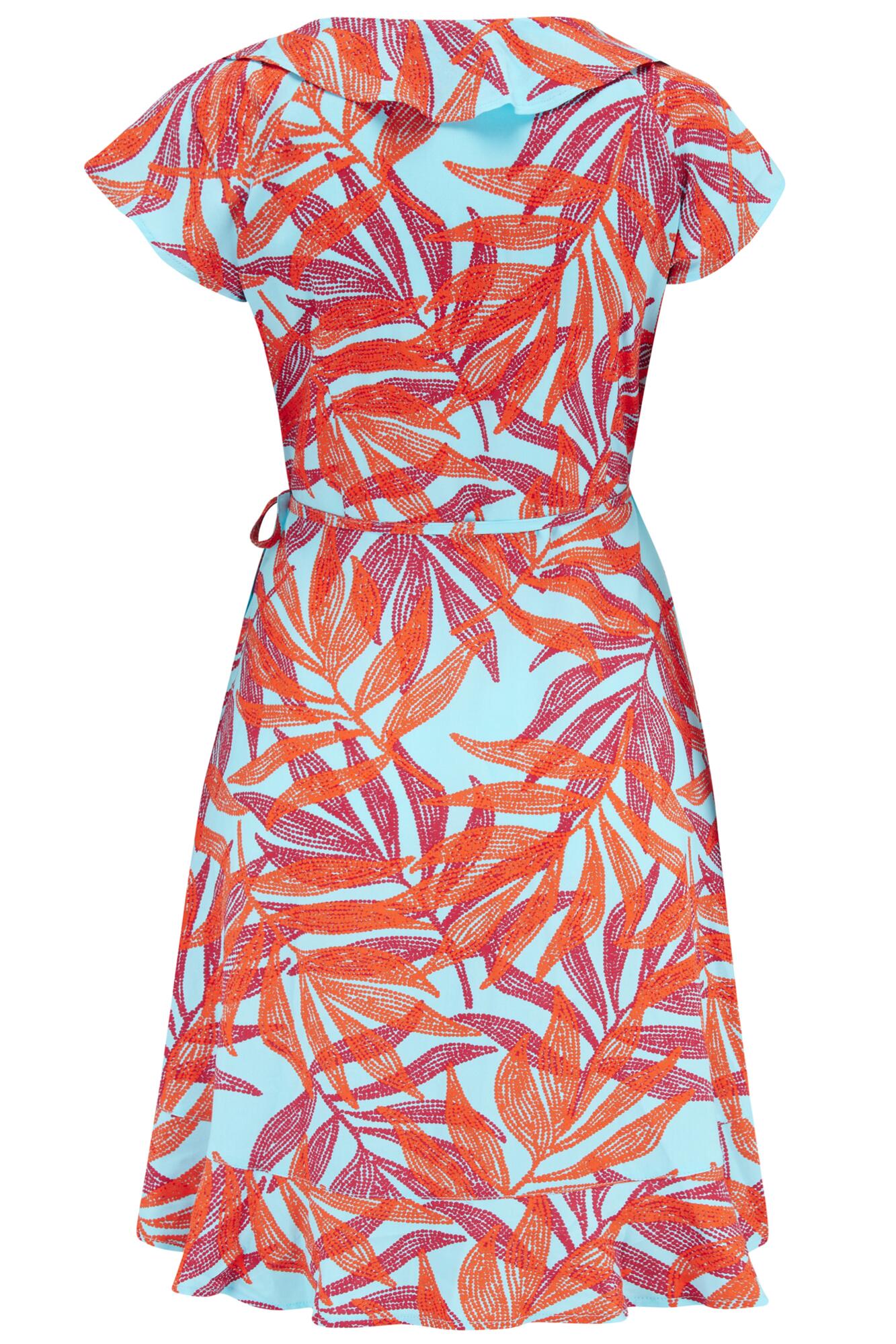 LENZING™ ECOVERO™ Viscose Frill Wrap Beach Dress in Aqua Palm | Pour Moi