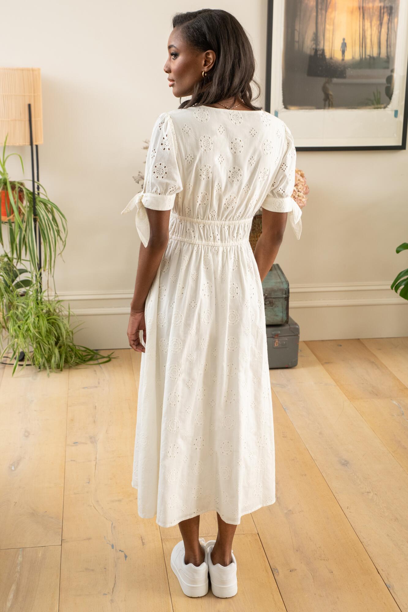 New Pour Moi Dress: White Cotton Midaxi - Amanda Fuller