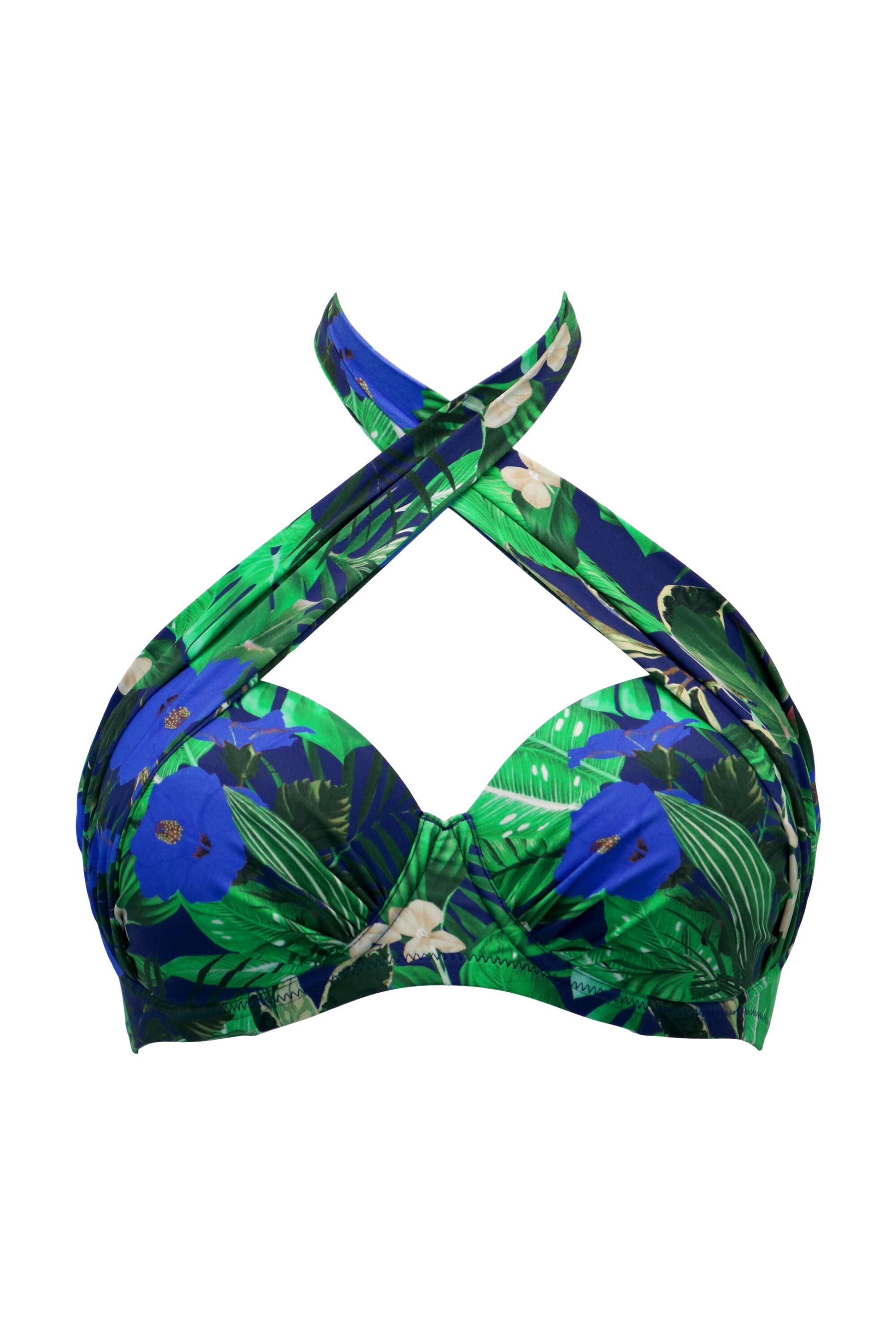 Palermo Strapless Padded Underwired Multiway Bikini Top In Navy Fern 