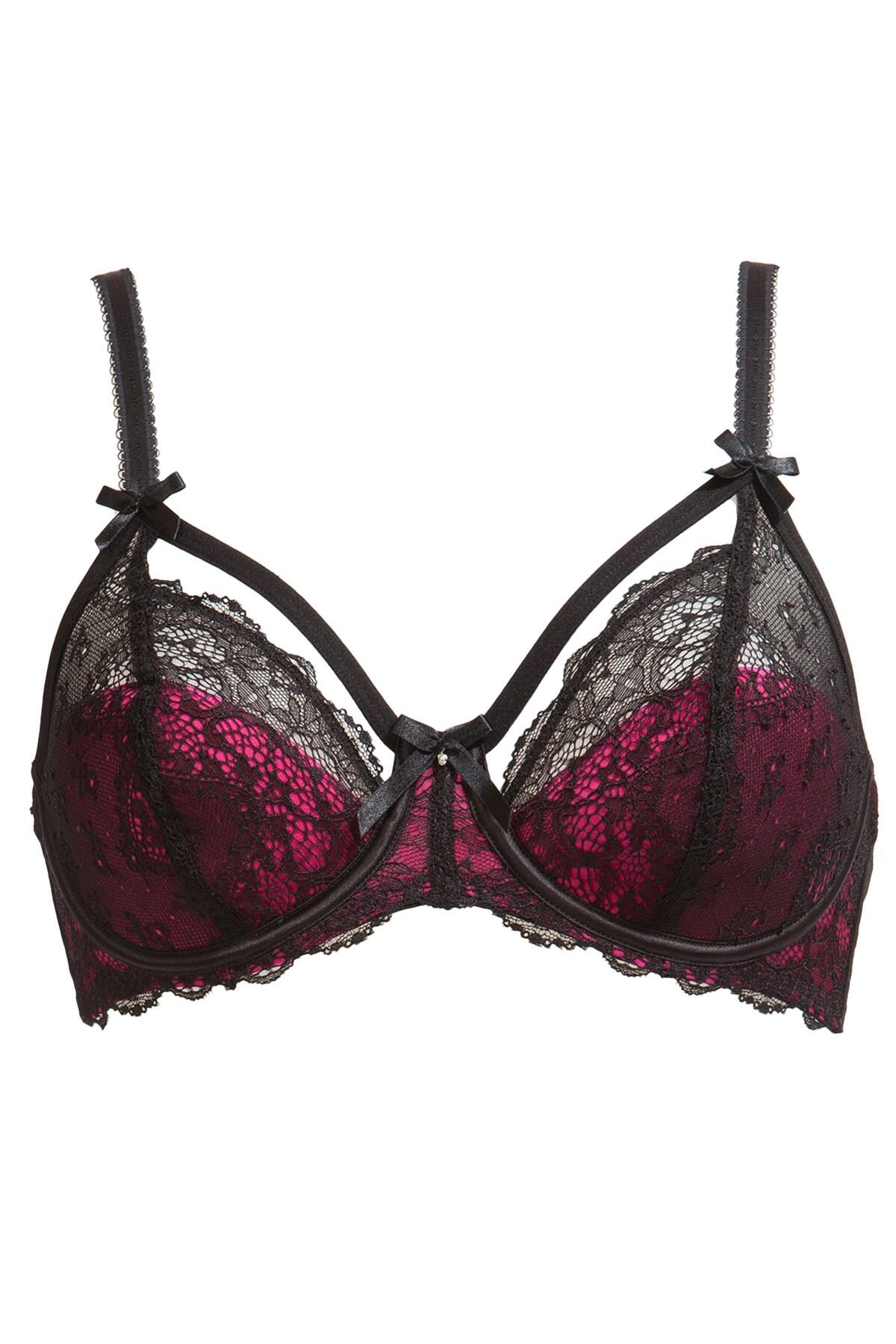 Obsession Half Padded Bra | Black/Pink | Pour Moi
