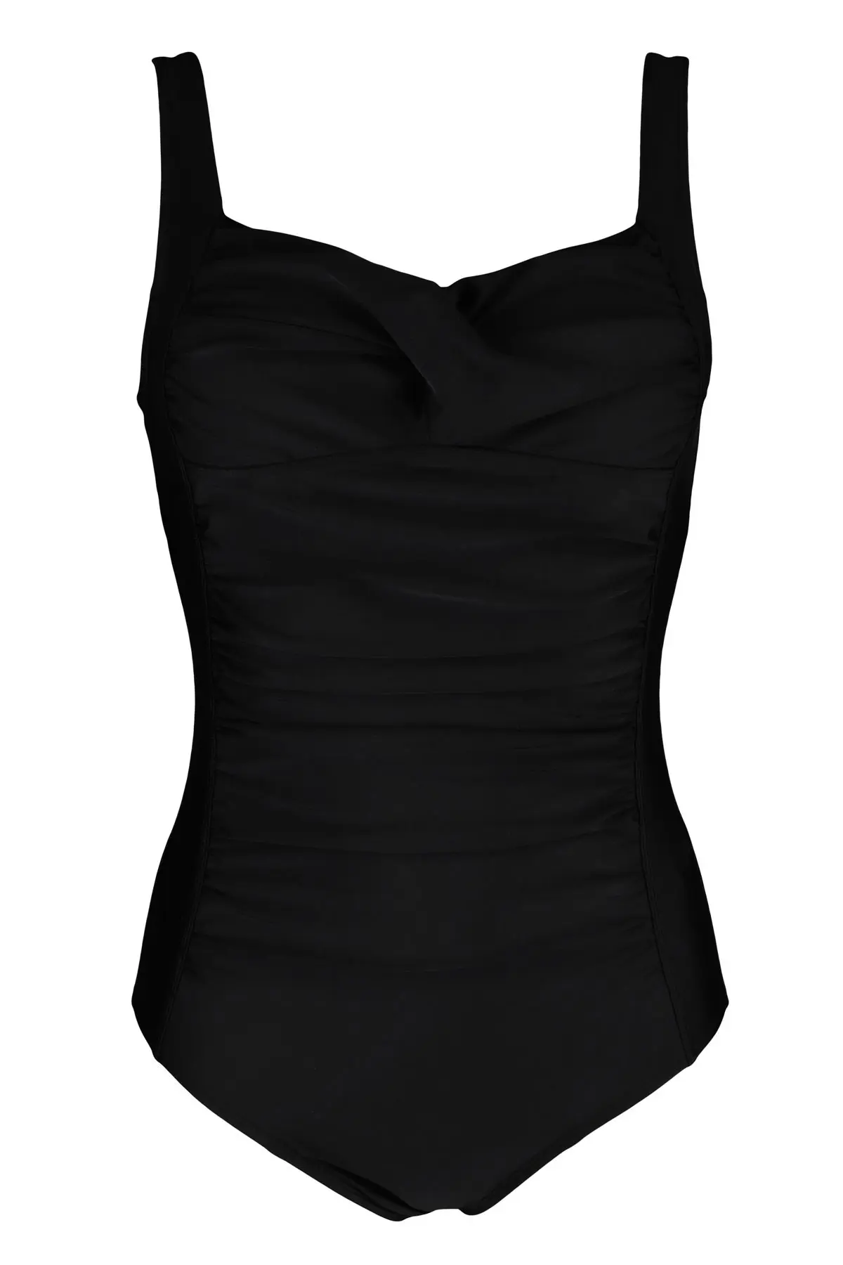 Twisted Front Control Swimsuit in Black | Pour Moi