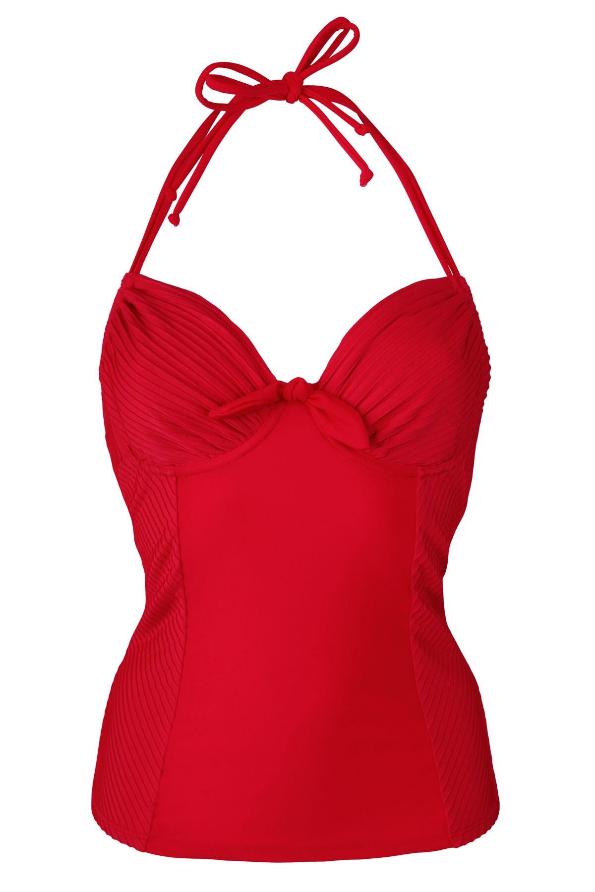 Bali Adjustable Halter Underwired Tankini Top in Red | Pour Moi