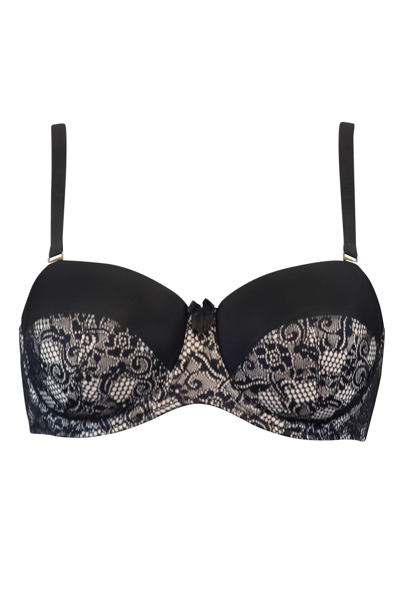 Superfit Lace Padded Multiway Strapless Bra in Black/Cosmetic | Pour Moi