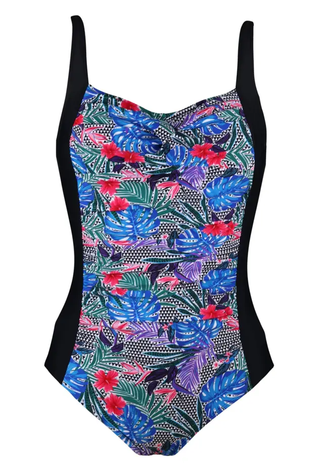 Geo Twisted Front Control Swimsuit | Pour Moi | Geo Twisted Front ...