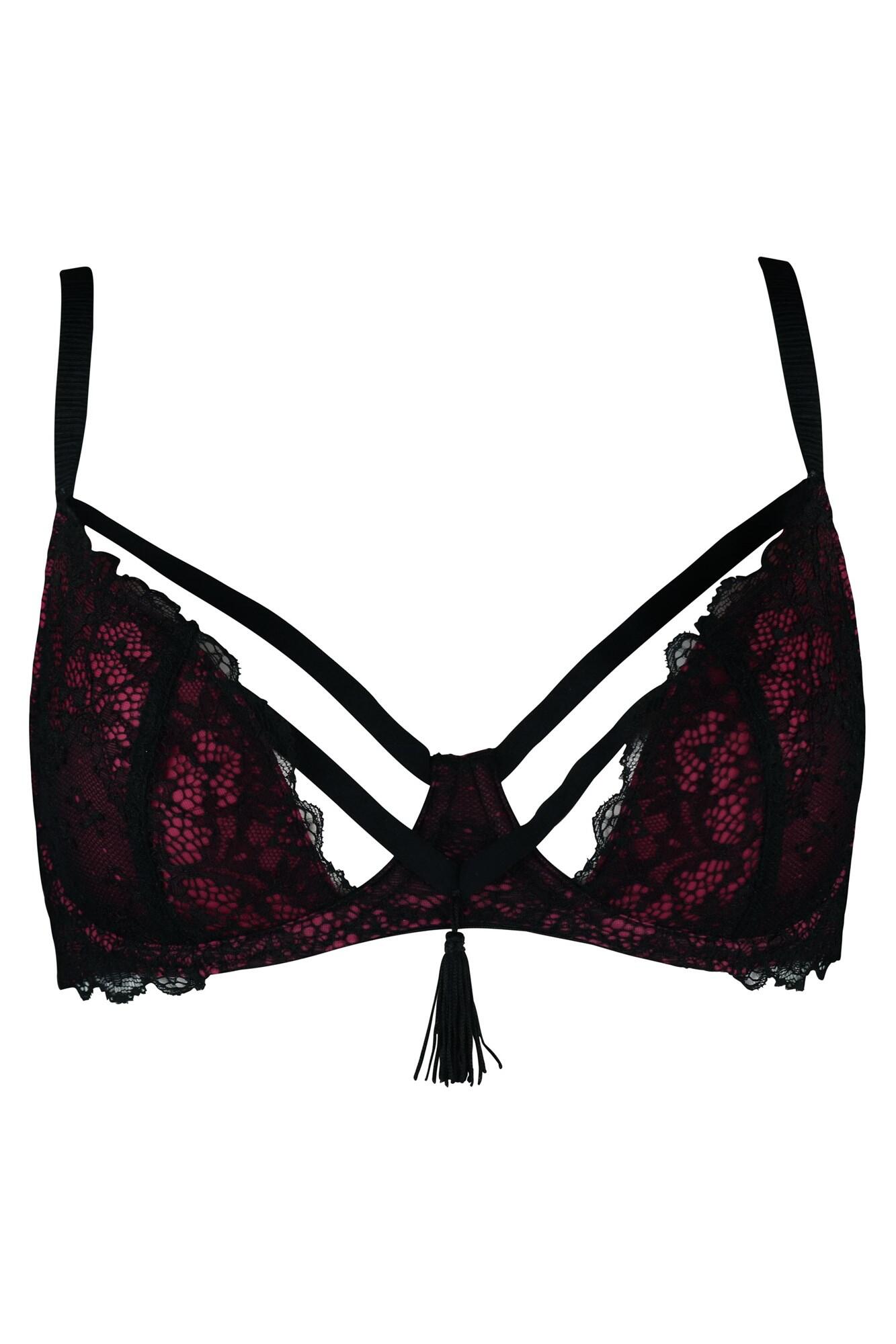 Imagine Half Padded Underwired Bra | Black/Red | Pour Moi