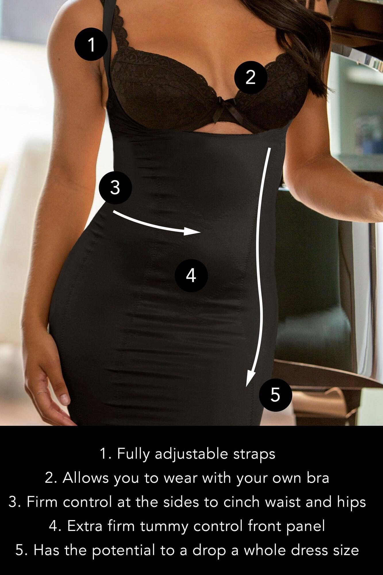 Hourglass Firm Tummy Control Wear Your Own Bra Slip in Black | Pour Moi