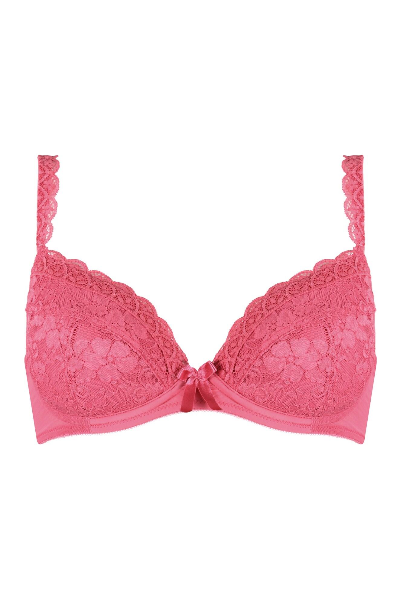Rebel Padded Plunge Bra | Raspberry | Lace | Pour Moi
