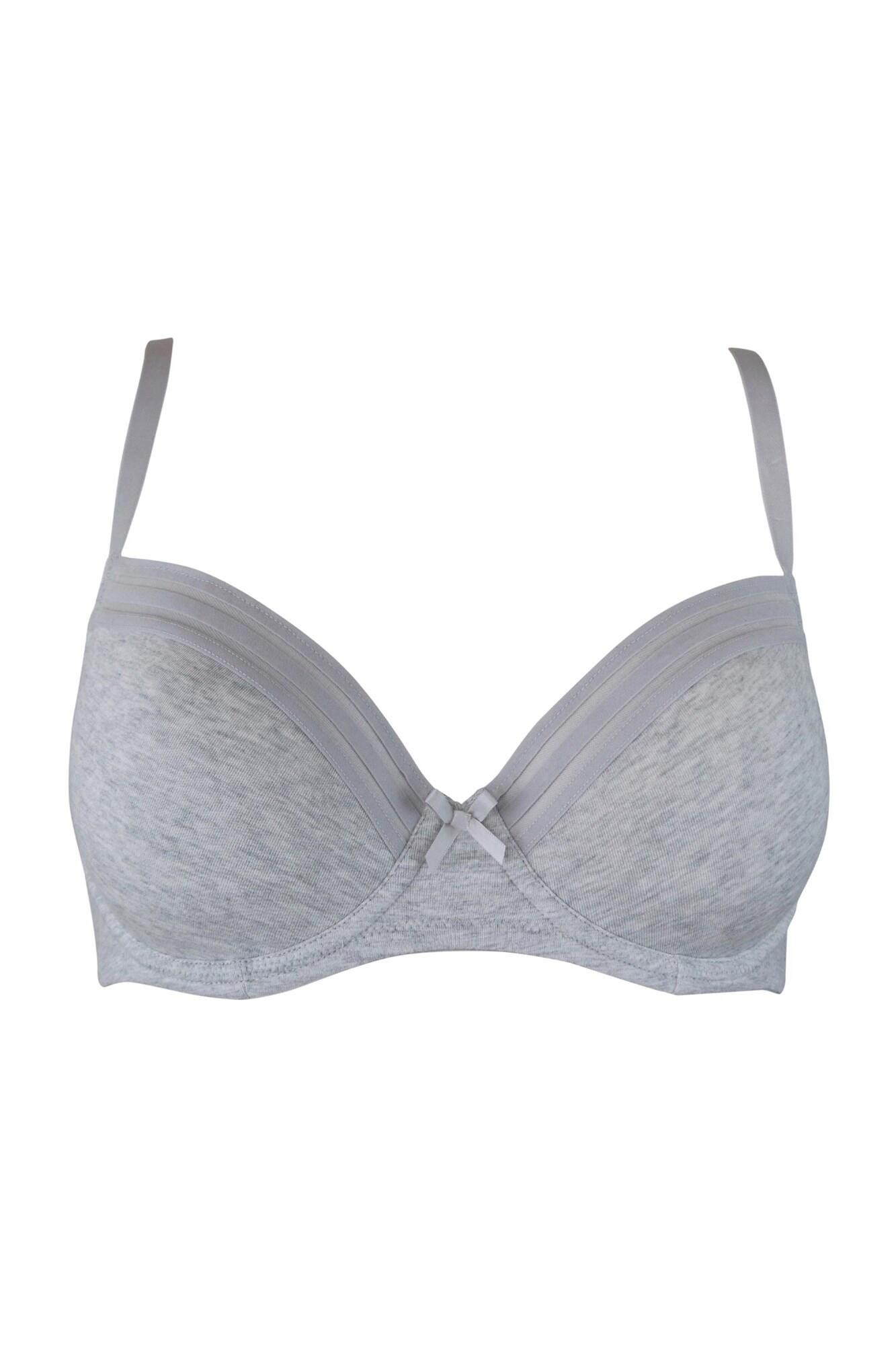 Twist Cotton Lightly Padded T-Shirt Bra in Grey Marl | Pour Moi