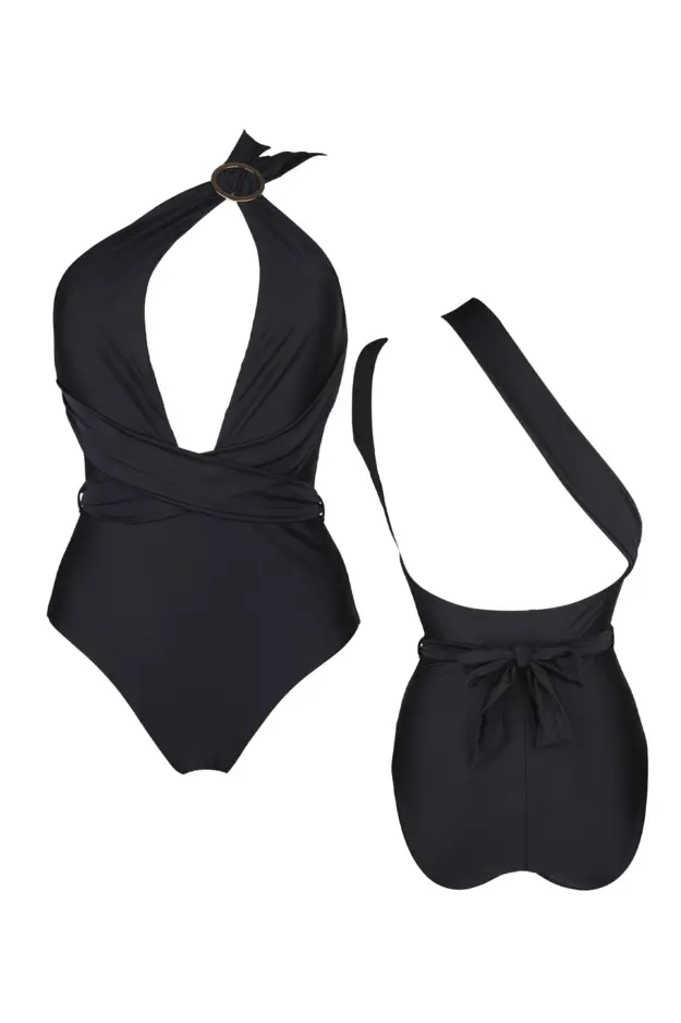 India Multi Style Wrap Swimsuit in Black | Pour Moi