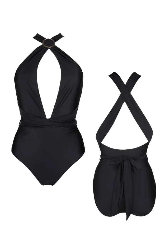 India Multi Style Wrap Swimsuit in Black | Pour Moi