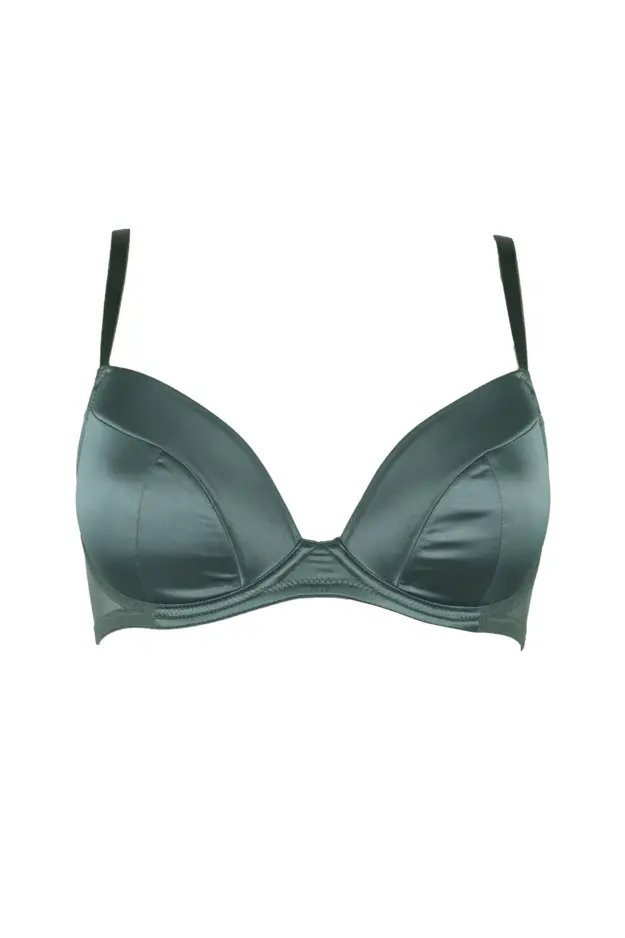 Satin Luxe Plunge Padded Bra, Forest