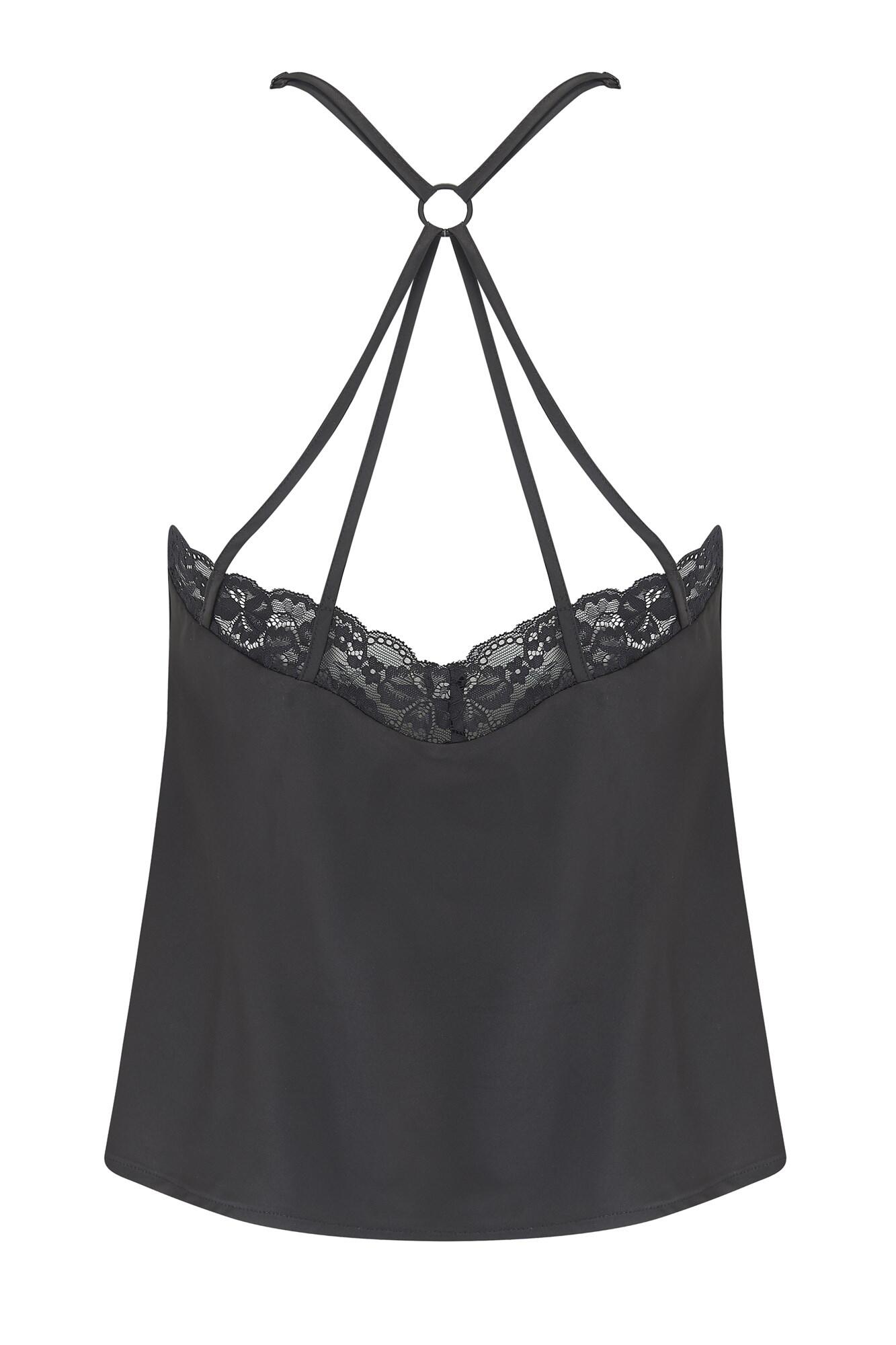 Dusk Satin Strap Detail Camisole | Black | Pour Moi