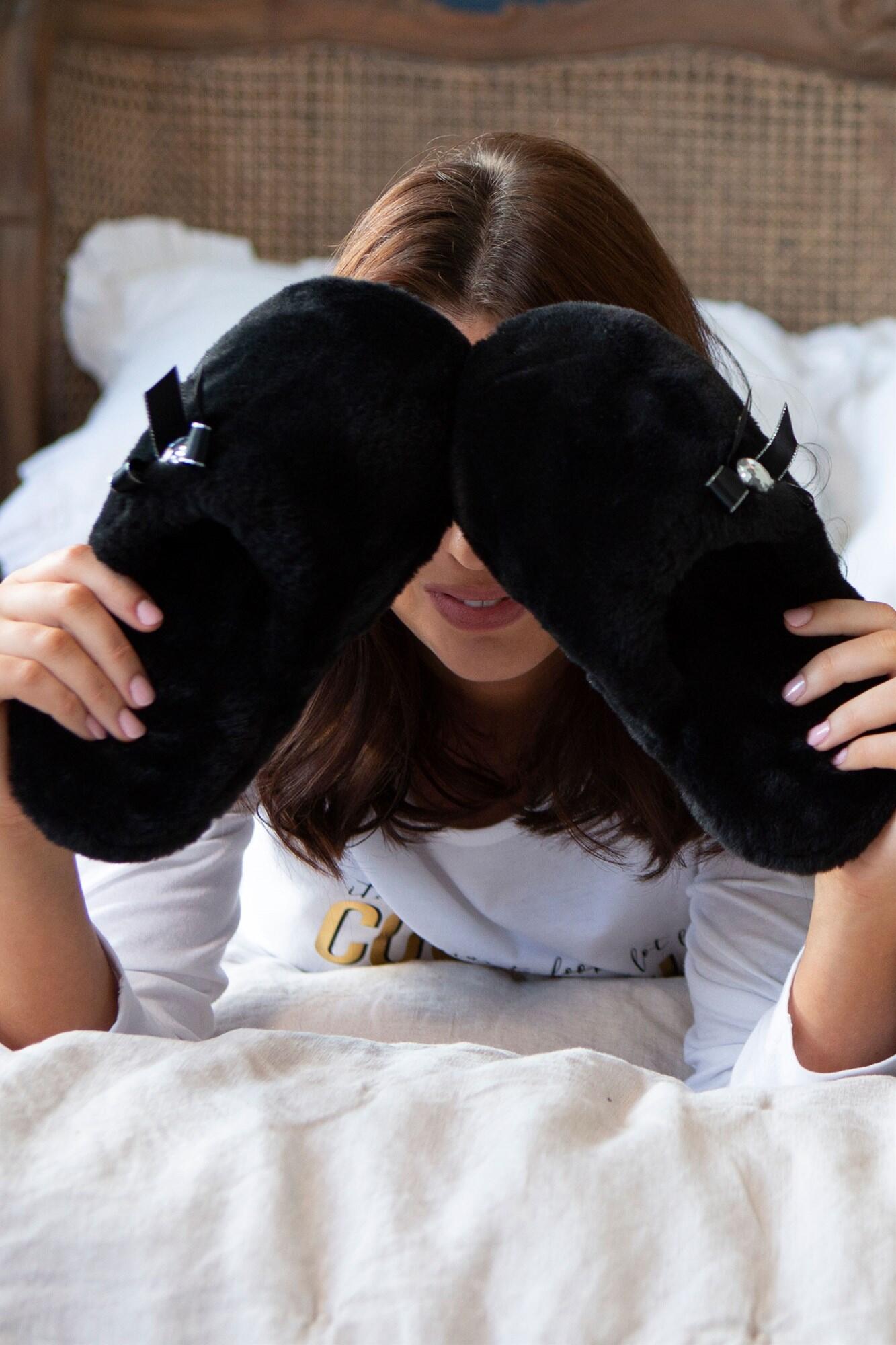 Black best sale diamante slippers