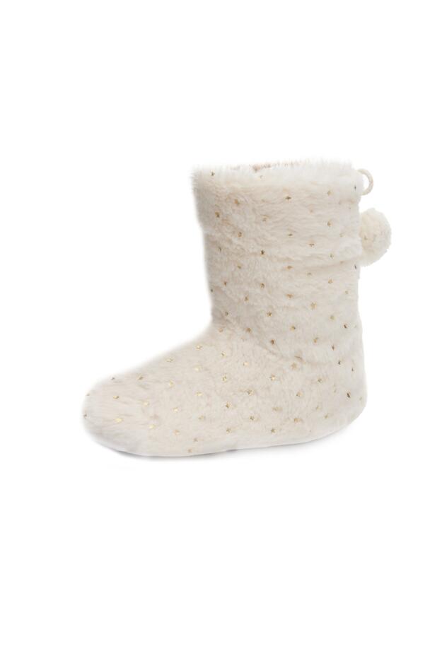 Metallic Star Print Fluffy Bootie Slipper