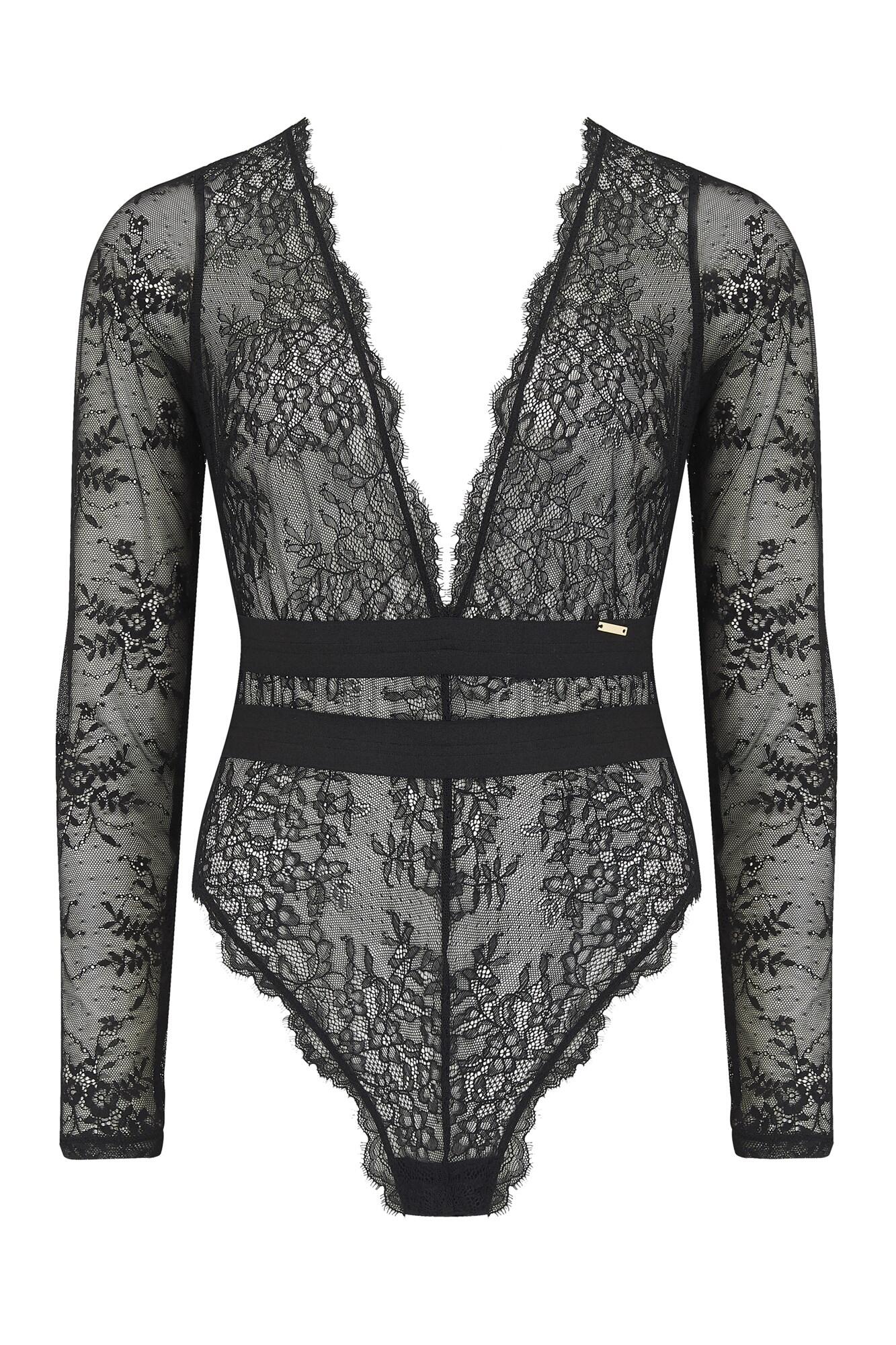 India Long Sleeve Lace Body in Black | Pour Moi