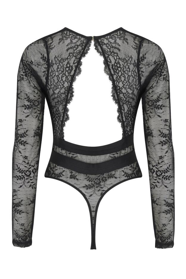 Long Sleeve Lace Bodysuit -  UK