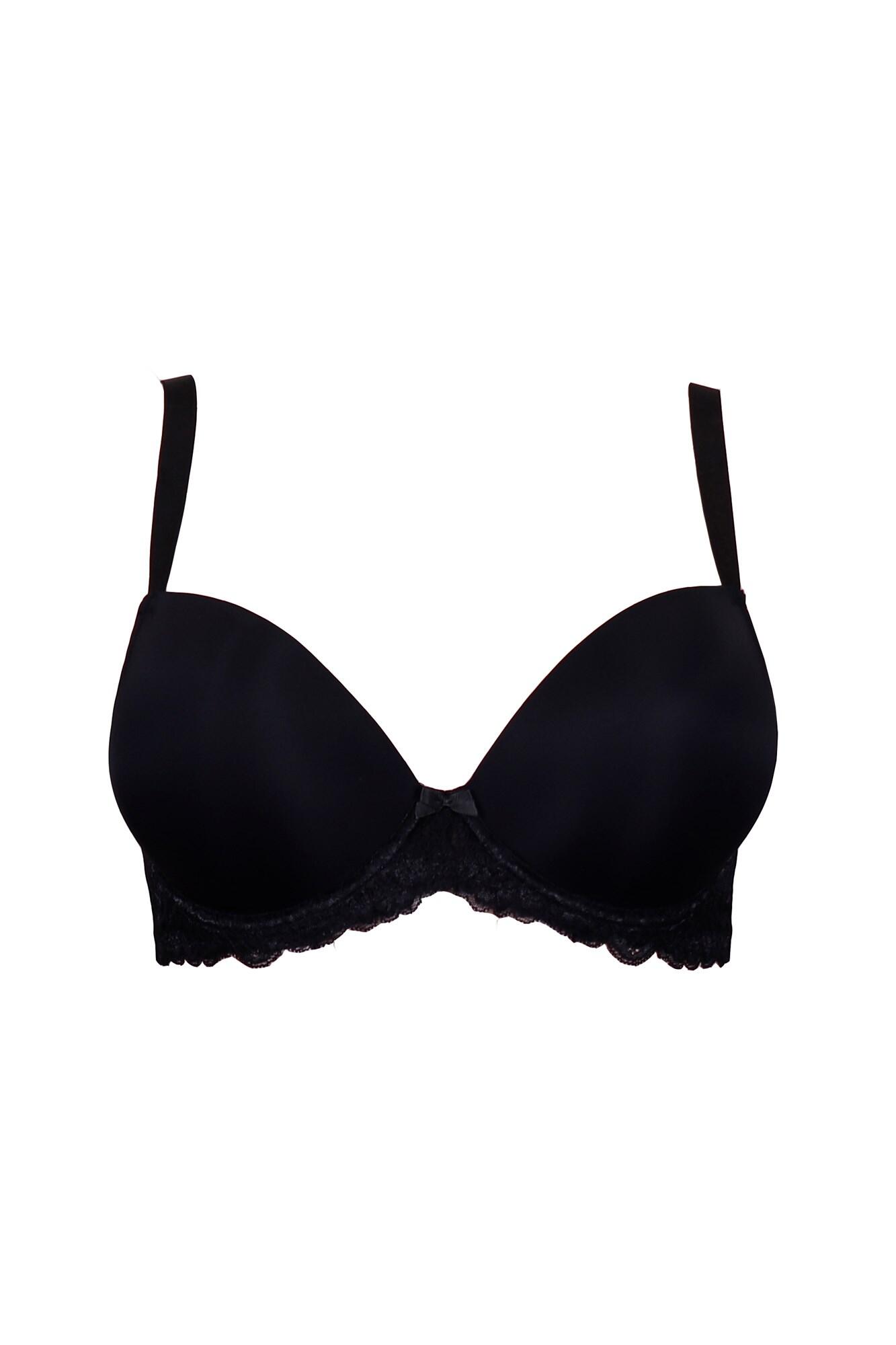 Forever Fiore Plunge Push Up T Shirt Bra in Black Pour Moi