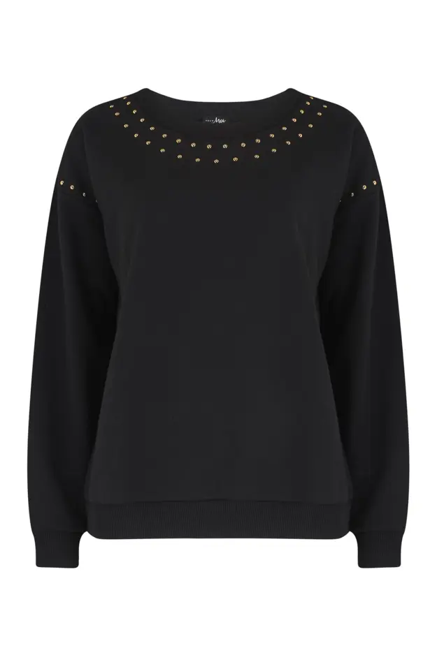 Stud Embellished Fleeceback Sweatshirt | Pour Moi | Stud Embellished ...