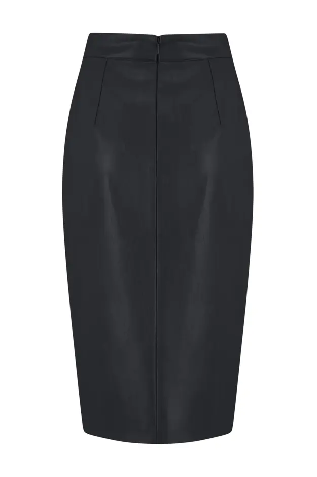 Elise Faux Leather Midi Pencil Skirt in Black | Pour Moi