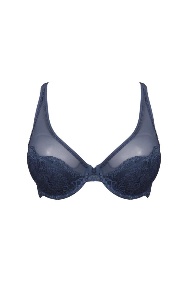 Delice Lined High Apex Plunge UW Bra in Ink | Pour Moi
