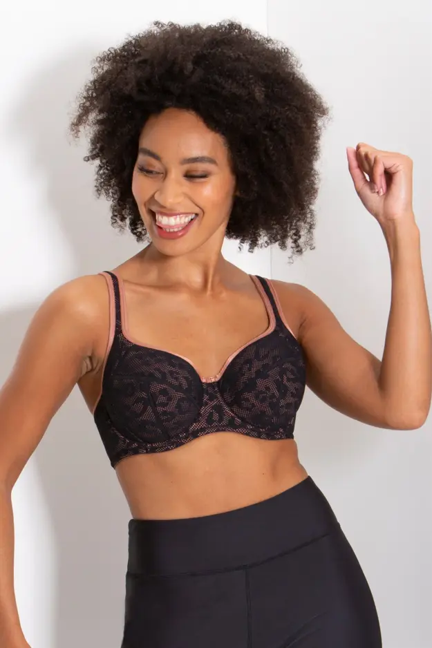 Energy Reach Underwired Lightly Padded Sports Bra, Pour Moi, Energy Reach  Underwired Lightly Padded Sports Bra, Black Lace