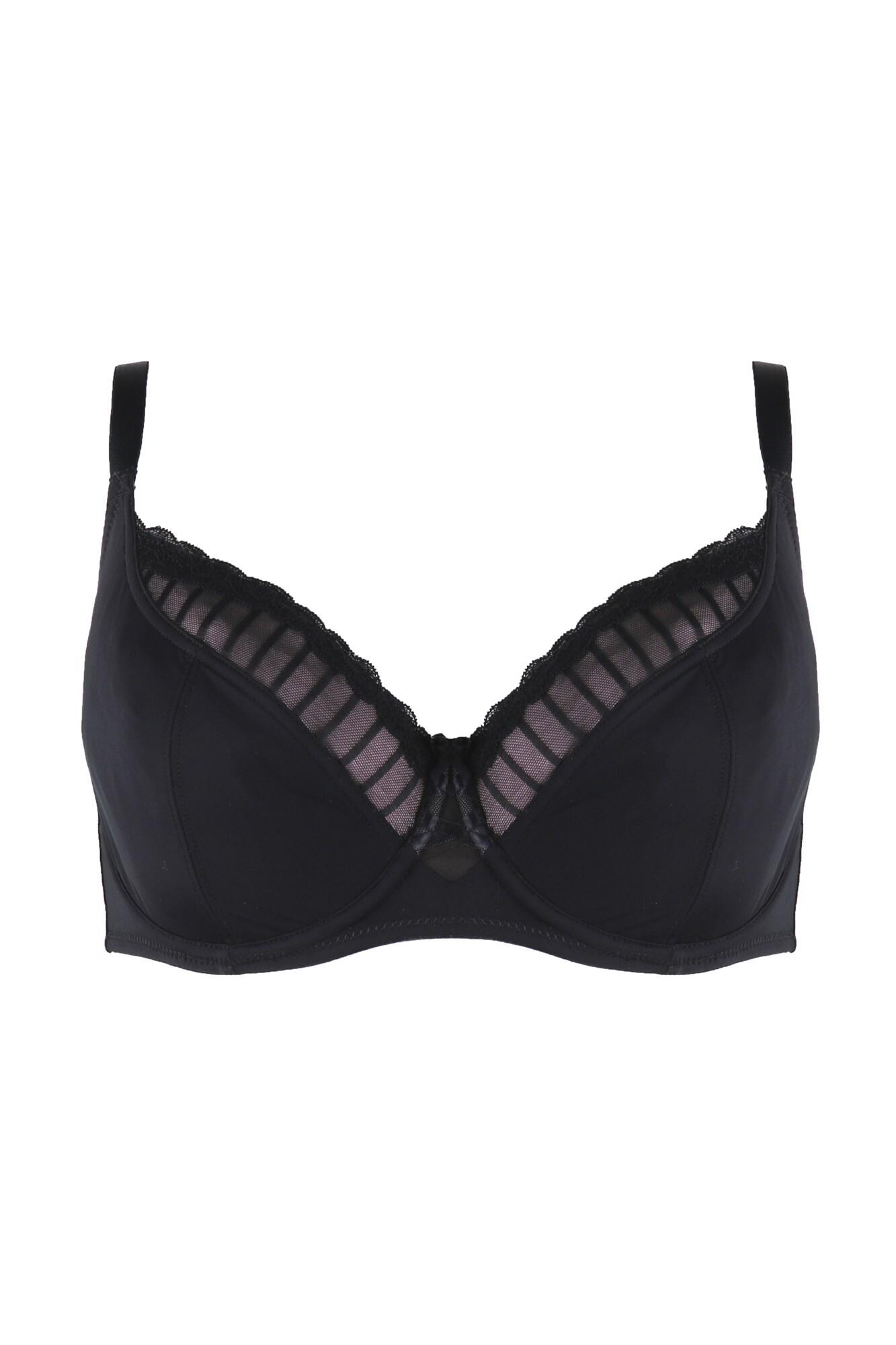 Luxe Linear Non Padded Balconette Bra in Black/Blush | Pour Moi